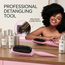 Curl Defining Hair Brush EdgeLift Detangling Shaping Styling Brush For Wet Dry Hair Reduce Pulling Frizzing Women Ladies Styling Tool - Hồng - Xem 4