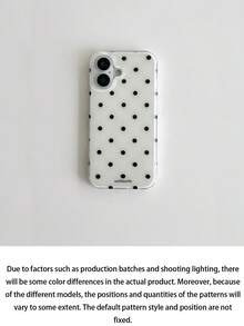 A Stylish Phone Case With A Simple And Cute Design, Black And White Polka Dot Pattern, Suitable Compatible With Apple 11 To 17 Series, Including Pro Max Versions - White - View 5