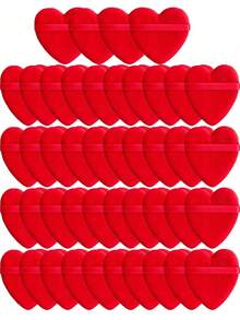 54pcs/15pcs/5pcs Heart-Shaped Flocked Makeup Sponges, For Setting Makeup, Soft And Fluffy With Texture, Suitable For Face And Body Powder Puffs, Mixed Set Makeup Beauty Tools - Red - View 2