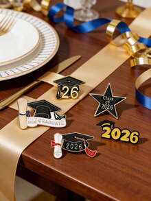 2026届毕业珐琅徽章，1枚，毕业证书帽胸针，毕业典礼礼服绶带背景装饰，学生礼物 - 多色 - 查看 6