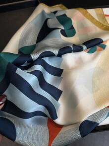 1条几何马匹印花女士轻薄丝滑围巾，适合海滩、街头、日常穿着、度假、装饰等场合。 - FG413-1 薑黃色 - 查看 3