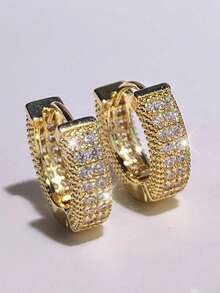 2 chiếc Cubic Zirconia Tôn Tạo Đôi Khuyên Tai Vòng Nam Nữ Thời Trang Hip Hop Thời Trang Phụ Kiện Trang Sức - Hoa tai - Xem 9