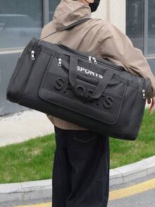 新款时尚旅行包，休闲百搭小众时尚简约轻便大容量运动健身瑜伽包，多口袋单肩手提包，防水通勤户外旅行行李包，旅行袋，健身包，登机包，周末旅行包，户外度假必备夏季旅行必备 - 黑色 - 查看 6