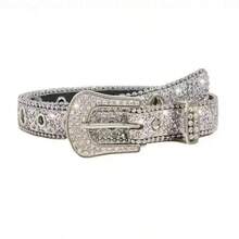 1pc Women's Rhinestone & Hollow Sequin Y2K Style Belt, Suitable For Halloween, Summer, School Autumn Occasions - Silver - View 4