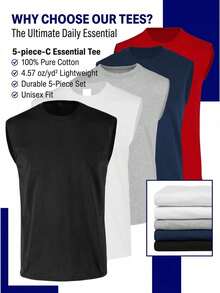 5-Pack Men's Muscle Tank Top Set, Black White Tanktop Sleeveless Gym Clothes For Men, Summer Vacation Outfits, Cotton Athletic Training Shirts, Solid Color Casual Muscle Tee, Under Shirts, Vest For Men, Ropa De Hombre Verano, Camisetas Para Hombre, Ideal For Bodybuilding, Streetwear, Beach And Running,  Basic Tops, Comfortable And Breathable Sleeveless Tank Tops, Multi-Pack Men's Summer Clothing - multicolour 2 - 查看 8