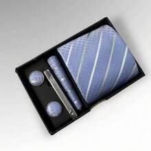 DOZE GOLDEN Premium Quality Traditional Tie Set For Events And Weddings. - 29 Azul claro - Ver 3