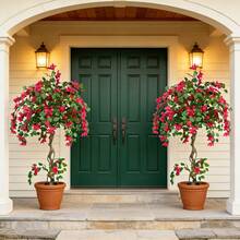 Large Artificial Bougainvillea Tree 3/4/5FT UV Resistant Faux Bougainvillea Flower Plant Real Touch Fake Rose Tree For Outdoor Indoor Realistic Silk Flower Tree For Garden Poolside Patio Wedding Easter Festival Home Room Decor - Màu Hoa hồng đỏ - Xem 2