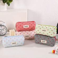 Hộp đựng bút in hình quả anh đào kẻ caro hoạt hình, thiết kế khóa kéo, dung tích lớn, túi đựng bút, đồ dùng văn phòng phẩm cho học sinh, túi đựng đồ dùng học tập. - nhiều màu - Xem 11