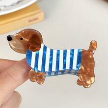 1 pieza Nuevo clip de pelo de perro salchicha de color café estilo casual de calle, clip de pelo en forma de perro de dibujos animados lindo y divertido, accesorio de pelo semi-recogido para atuendos de verano, festivales, fiestas - Multicolor - Ver 6