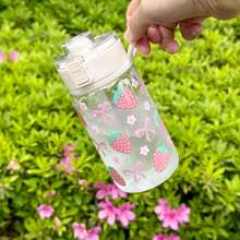 Cốc nắp lật hình nơ dâu tây - 400ml/600ml/800ml, Cốc cà phê/nước ép/sữa lắc tiện dụng cho mùa hè, Thích hợp cho gia đình, nhà bếp, hoạt động ngoài trời, quà tặng sinh nhật, Lễ Tạ ơn, dã ngoại mùa xuân. - Nhiều màu - Xem 5