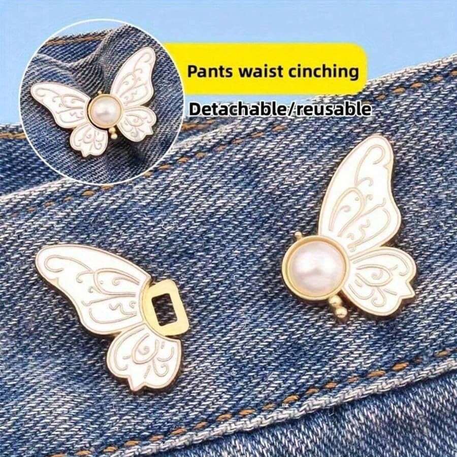 3/4pcs Butterfly Buckle Waist Belt, Adjustable Waist Size For Jeans And Wide-Leg Pants, Seamless Decoration Without Rivets - Multicolor - View 1