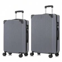 YONSLY Lightweight 2‑Piece Suitcase Set 24/28 Inches With 4 Wheels 360° Mesh Pocket TSA Customs Lock YKK Double Repair Zipper Suitcase For Vacation - 深灰色 - 查看 1
