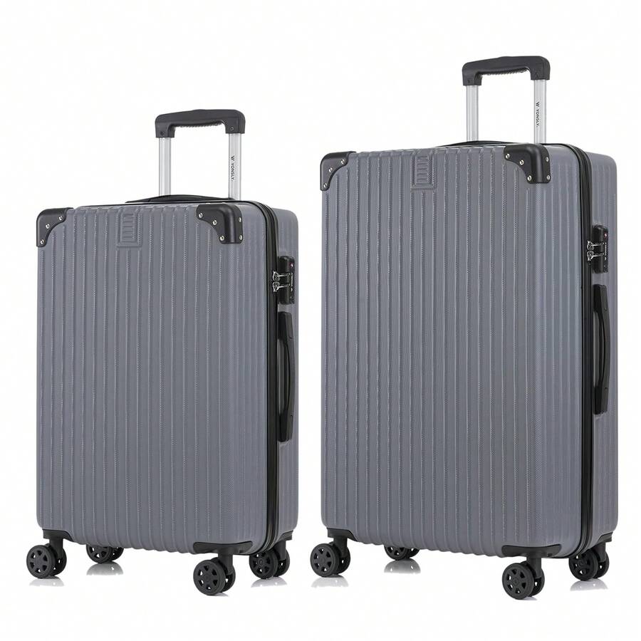 YONSLY Lightweight 2‑Piece Suitcase Set 24/28 Inches With 4 Wheels 360° Mesh Pocket TSA Customs Lock YKK Double Repair Zipper Suitcase For Vacation - 深灰色 - 查看 1