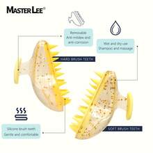 MASTERLEE 1个透明闪光按摩洗发刷，硅胶头皮清洁刷，男女通用 - 彩色 - 查看 4