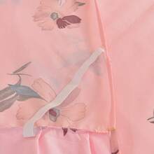 3pcs Minimalist Modern Floral Pattern Double Ruffle Bed Skirt Set, Bedroom Bedding (1 Bed Skirt, 2 Pillowcases, No Inner Core) - Pink - View 10