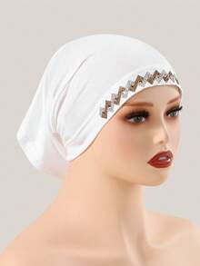 1 chiếc khăn trùm đầu bằng vải jersey màu trơn đính đá lấp lánh dành cho nữ, kiểu dáng bandana, mũ ống thời trang đính kim cương, phụ kiện hijab, mũ hijab đa năng phù hợp cho mọi mùa, mùa hè, đi biển. - Mũ lưỡi trai nhiều màu - Đính đá dập nổi - Xem 18