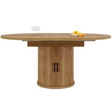 Extendable Dining Table, Round To Oval Extendable Kitchen Table, 118-158cm Seats Up To 6 People, Modern Walnut Dining Table For Dining Room Balcony - Walnut Wood Color - View 9