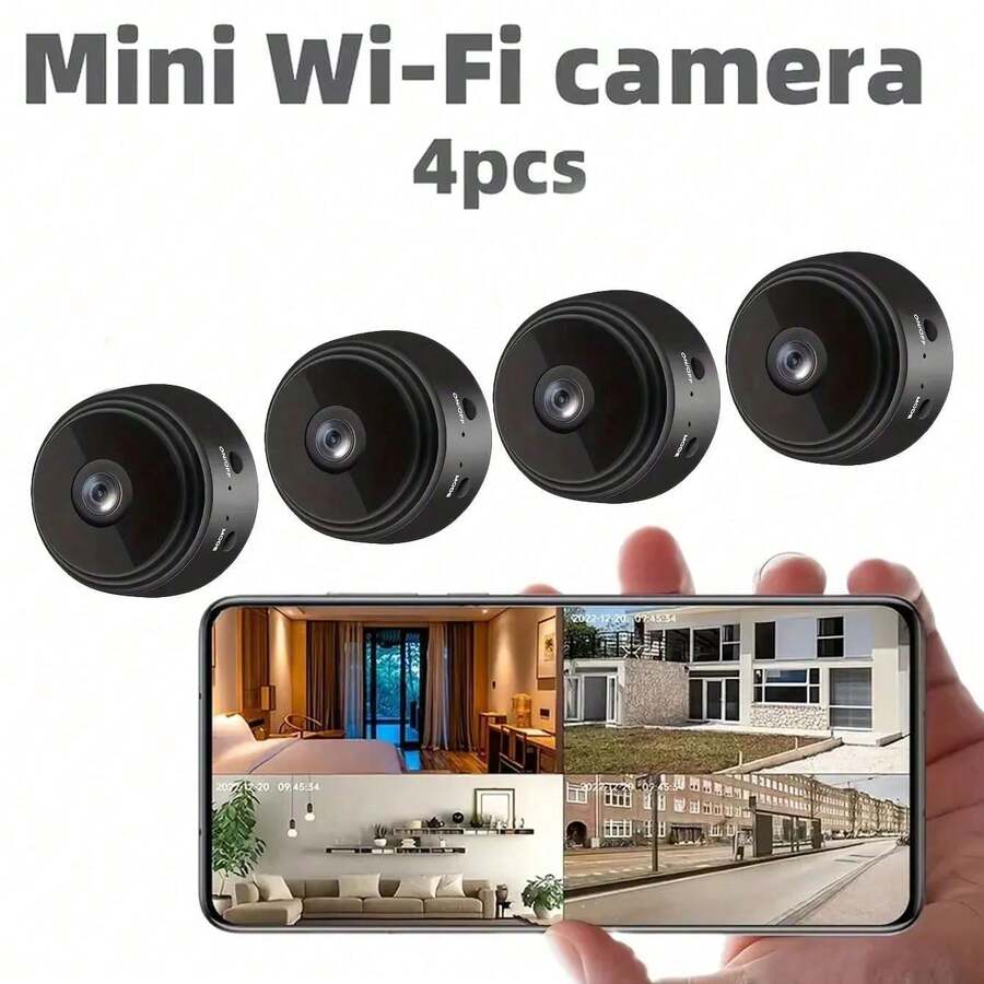 1/2/3/4pcs Wireless Smart Security Camera With App Control - 1080P HD Video, WiFi & Wireless Connection, Rechargeable Battery, Dual USB, For Home & Car Monitoring | Wireless Security Camera, Indoor Monitoring, Compact Design, Modern Surveillance, Durable Structure, High-Quality Lens, Small Businesses, Remote Workers - Multicolor - View 1