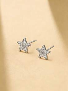 2 đôi bông tai đính đá Zirconia hình ngôi sao năm cánh cho nam, phong cách Hip Hop, phụ kiện dự tiệc mùa xuân và lễ Phục sinh. - 6342 - Xem 3