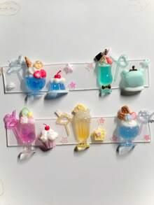 1pc Nail Art Mold, Dreamy Juice Cup Straw, Cute Dessert Cream DIY Beverage Cup 3D Mold - 無色 - 查看 4