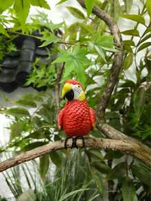 1pc New Resin Artificial Parrot & Zebra Finch Hanging Ornament, Perfect For Garden, Flower Pots, Fish Tanks, And Bonsai Decor - Parrot - View 4