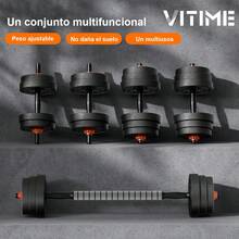 Mancuernas Ajustables Vitime con Barra y Guantes 20kg Negro Antideslizante - 20 kg - Ver 8