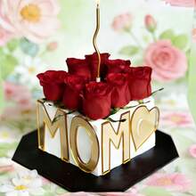 1 Set/3 Sets Gold & Red Rose Acrylic MOM Heart Cake Topper, Suitable For Mother's Day, Mom's Birthday Party, DIY Cake, Dessert Baking Decor - Multicolor - View 4