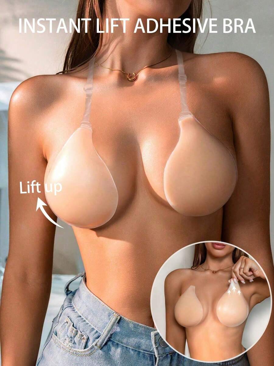 1 Pair Reusable Women's Silicone Invisible Lifting Breast Pads - Multicolor - View 1