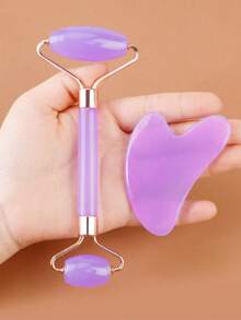 Bộ 2 dụng cụ massage mặt Gua Sha: 1 con lăn massage hai đầu, 1 tấm Gua Sha hình trái tim, massage mặt giúp giảm sưng tấy, làm dịu và mịn da, mang lại làn da rạng rỡ, vật dụng trang trí nhà cửa, đồ dùng thiết yếu trong gia đình, quà tặng cho phái nữ, quà tặng Ngày của Mẹ. - Nhiều kiểu dáng - Xem 2
