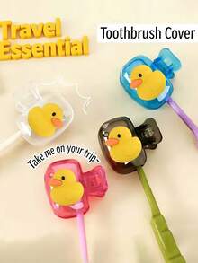 Portable Toothbrush Holder Set With Cute Duck Pattern, Suitable For Home And Travel Use, Protects Your Toothbrush And Maintains Oral Hygiene, Great Gift For Family, Friends, Birthday, Valentine's Day, Wedding, Souvenir, Bridesmaid - Multicolor - View 7