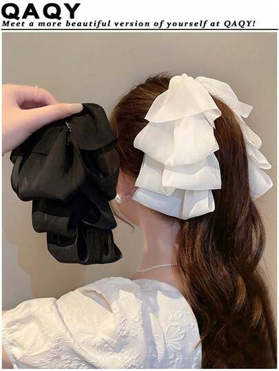 1 chiếc kẹp tóc kiểu Nhật mới, chất liệu lưới chiffon nhiều lớp, thích hợp cho công việc, trường học, tiệc tùng, hẹn hò, chụp ảnh và các dịp khác. Phụ kiện tóc thời trang và thanh lịch, đồ dùng học tập, đồ dùng đại học, kẹp tóc hình quả chuối dễ thương, thiết kế cổ điển, quần áo nữ, phụ kiện tóc, mũ đội đầu, kẹp tóc, mùa hè, kỳ nghỉ, du lịch.