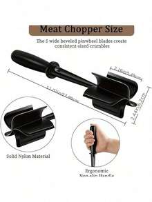 1pc Black Meat Chopper Plus Heat Resistant Nylon Handheld Minced Meat Masher, Beef Masher, Non-Stick Hybrid Chopper, And Potato Masher Tool For Household Use - 黑色 - 查看 5