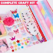 Arts and Crafts Kit for Girls - DIY Headband Making Kit for Girls 89pcs Fashion Hair Accessories Set Art and Craft Gift for 6-8 - Ideal Gifts for 5 6 7 8-12 Year Old Girl - Multicolor - Ver 6