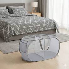 Foldable Mesh Laundry Basket, Breathable Dirty Clothes Storage Basket, Toy & Miscellaneous Items Organizer - Dusty Blue - View 5