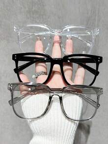 1/3 Pair Unisex Square Optical Glasses, Campus Style Face-Flattering Glasses - Multicolor - View 6