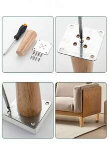 4 Packs Natural Solid Wood Furniture Leg Table Feets Wooden Cabinet Table Legs Fashion Furniture Hardware Replacement For Sofa Bed - Beige - View 4