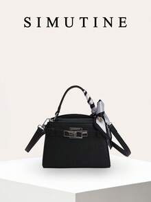 SIMUTINE Fashionable Niche Handbag, New Exquisite Mini Versatile Crossbody Bag, PU Leather Shoulder Strap Adjustable, Daily Use Tote Bag For Shopping, Commuting, Work, College - Black - View 2