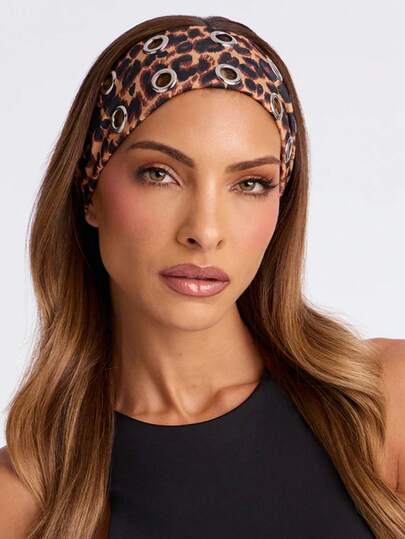 1pc Punk Girl Hollow Eye Elastic Headband, Summer Metal Rock Steam Punk Style, Suitable For Sports & Leisure, Can Be Used As Headband, Winter Scarf, Warm Hair Tie, Ladies Headscarf