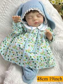 19英寸/48厘米逼真重生睡眠娃娃玩具，乙烯基四肢和布身手工制作，可爱生日礼物 - 睡著的娃娃 - 查看 3
