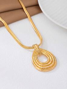 1 chiếc dây chuyền mặt dây hình giọt nước hình học thời trang, thích hợp đeo hàng ngày cho nữ. - Vàng - Xem 4