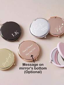 Personalized Small Makeup Mirror, Floral Portable Mirror, Bridesmaid Gift, Wedding Party Thank You Gift, Customized Folding Mirror - Multicolor - View 7