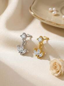 18G L型垂坠鼻环 女士不锈钢鼻环 CZ垂坠鼻环 鼻环 鼻部穿孔 - L型 - 查看 1