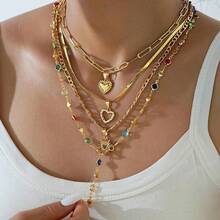 Bộ 1 dây chuyền nhiều lớp phong cách Boho đính ngọc trai hình hoa, hạt tròn hình thánh giá và hình Đức Mẹ Maria, thích hợp cho kỳ nghỉ, cầu nguyện, lễ rửa tội. - phong cách 8 - Xem 3