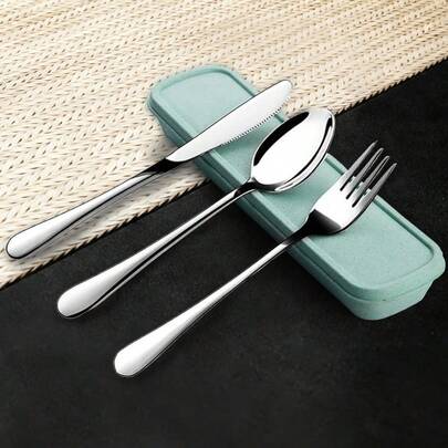 1PC/Portable Cutlery Storage Box For Forks, Spoons & Chopsticks, Student Travel Dining Utensil Organizer, Reusable Tableware Gift Case, Travel Picnic Cutlery Holder With Quality Material, Kitchen Utensils Storage Container For Chopsticks And Forks