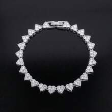 6mm Love Heart-Shaped Zirconium Men's And Women's Hip-Hop Clavicle Chain Jewelry - Hồng - Xem 7