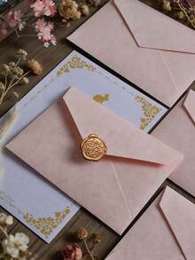 Bộ 16 phong bì da cừu màu hồng lãng mạn, bao gồm 10 giấy viết thư, 3 phong bì và 3 con dấu sáp, thích hợp làm phong bì văn phòng, thiệp mời kinh doanh kiểu phương Tây, phong bì quà tặng, phong bì thiệp mời đám cưới, thiệp quà tặng bạn bè, quà tặng, phong bì, con dấu sáp, thiệp mời VIP. - Da cừu màu hồng - Xem 2