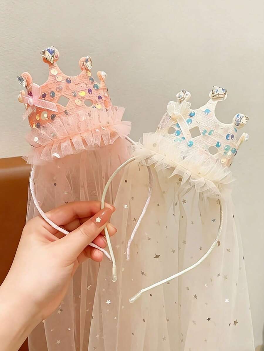 Fashionable Mesh Crown Headband, Elegant Princess Birthday Hair Accessory - Multicolor - View 1
