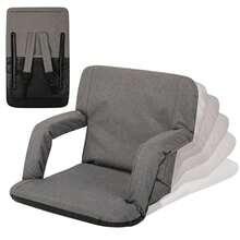 PICNIC TIME Ventura - Asiento reclinable portátil para Estadio con Soporte Trasero sillas blanqueadoras Plegables con Respaldo y cojín Asiento y reposabrazos Acolchados Gruesos y Seis Posiciones de - Gris Jaspeado - Ver 8