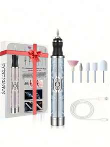 可充电USB美甲抛光套装，便携式电动美甲修脚工具，沙龙级家用美甲套装，专业美甲护理套装，适用于DIY凝胶美甲和指甲打磨，女士礼物，生日礼物，母亲节礼物 - 彩色 - 查看 12