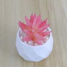 Artificial Succulent Potted Plant, Small Fake Pink Flower, Suitable For Living Room, Bedroom, Office Desk, Bookshelf, Bathroom Decor - Pink Succulent - View 9
